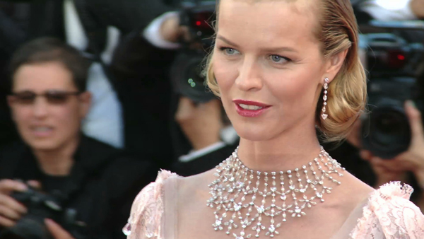 Eva Herzegova wearing a Chopard necklace.